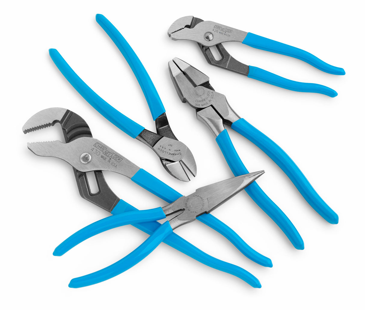 CHANNELLOCK GS-50 5pc Pliers Set | Made in USA | Forged High Carbon Steel | Includes Tongue & Groove, Linemen's, Long Nose and Cutting Pliers