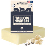 Beef Tallow Soap Bar – All Natural Grass Fed Tallow Soap Vanilla – Moisturizing Face & Body Wash Great for Eczema, Dry, Itchy, Sensitive Skin – Handcrafted Bath Soap for Adults, Kids, Made in USA