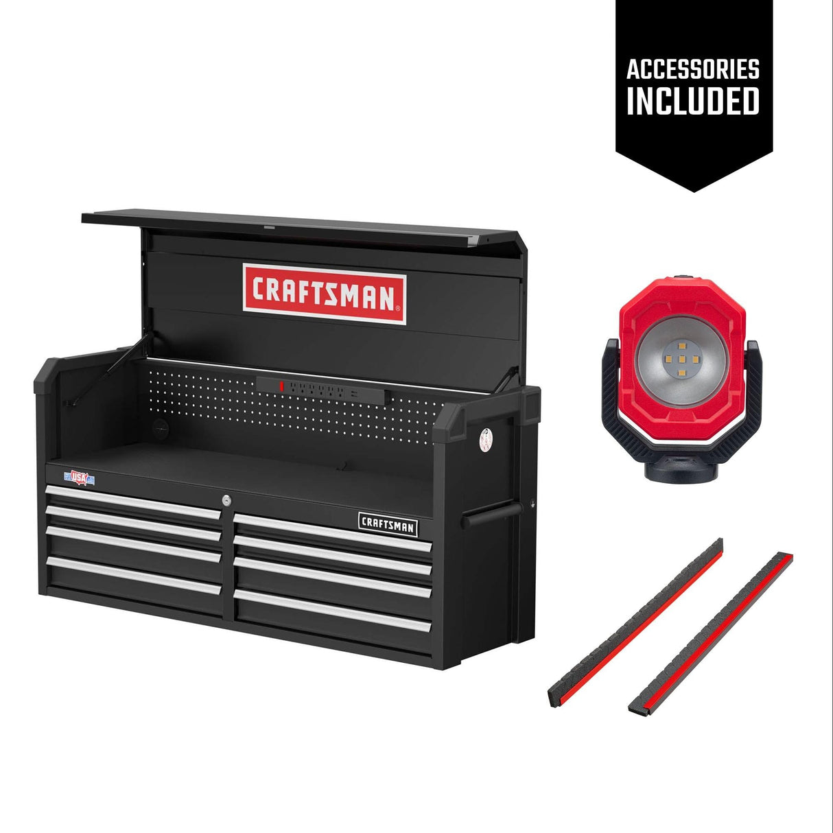 CRAFTSMAN S2000 52IN 8-DRAWER CHEST W/LIGHT & DIVIDER (CMST35282BK)
