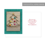 Masterpiece Sparkling Santa Christmas Cards / 16 Festive Holiday Cards Set With White Envelopes / 5 5/8" x 7 7/8" Winter Gold Foil Greeting Cards With Inside Verse/Made In The USA