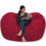 Chill Sack Bean Bag Chair: Huge 6' Memory Foam Furniture Bag and Large Lounger - Big Sofa with Soft Micro Fiber Cover - Red Furry