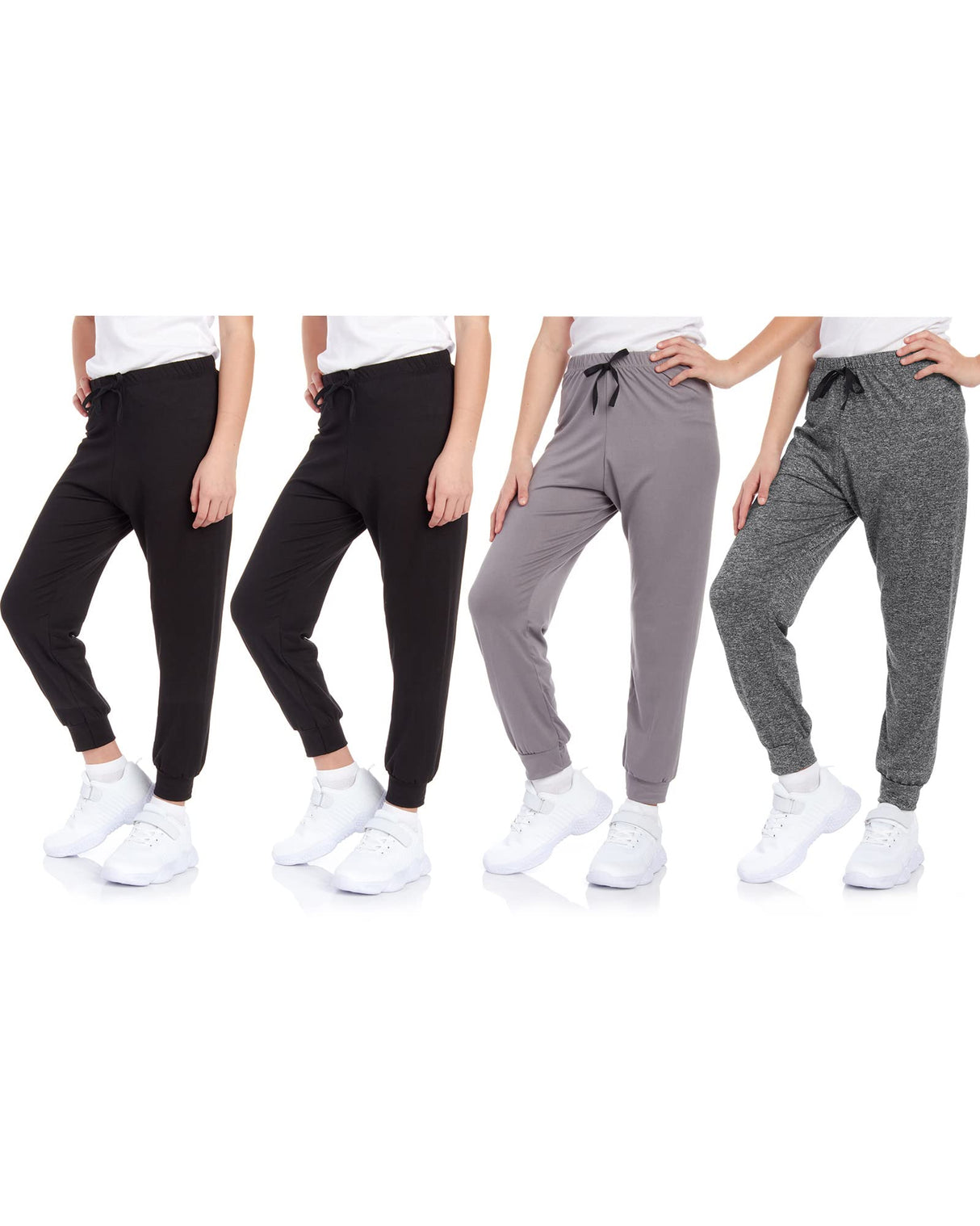 Sweet Hearts Girls' Sweatpants - 4 Pack Super Soft Athletic Performance Jogger Pants: Made in USA (7-16)