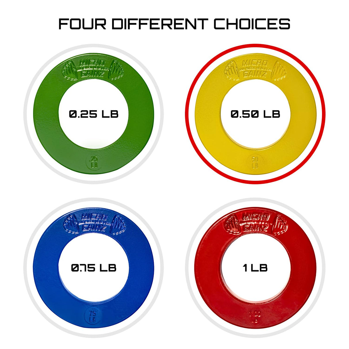 Micro Gainz Multi-Color Calibrated Fractional Weight Plates Set of 2 Pieces, Choose Set (.25LB-1LB), Designed for Olympic Barbell Weights for Strength Training, Made in USA