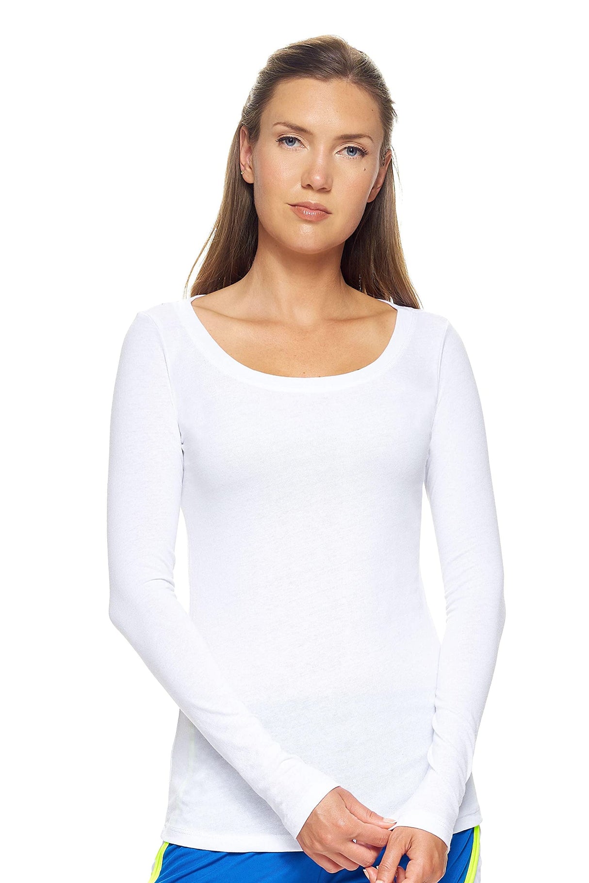 Expert Brand USA-Made Women's TriTec Activewear Performance Long Sleeve Scoop Neck T-Shirt