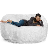 Chill Sack Bean Bag Chair: Huge 6' Memory Foam Furniture Bag and Large Lounger - Big Sofa with Soft Micro Fiber Cover - Red Furry