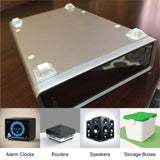 Clear Rubber Feet (53 Pack) Self Stick Bumper Pads - Made in USA - Adhesive Tall Square Bumpers for Electronics, Speakers, Laptop, Appliances, Furniture, Computers