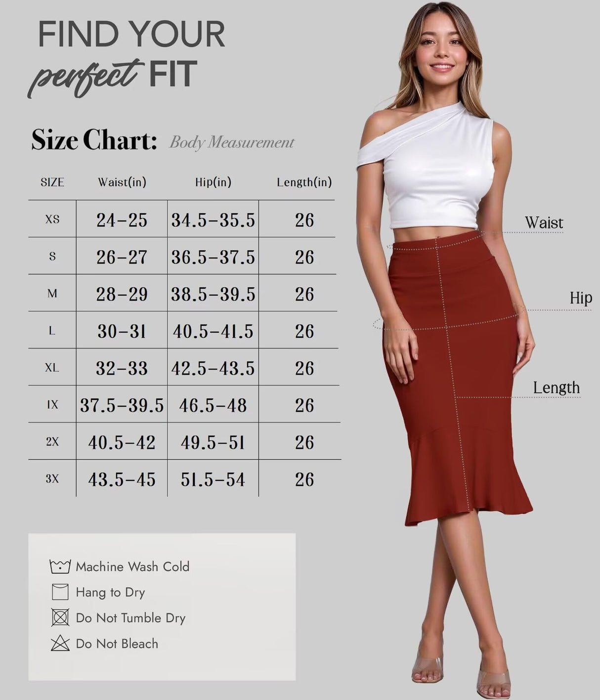 Hybrid & Company Womens Premium Nylon Ponte Stretch Office Fishtail Pencil Skirt High Waist Made in The USA Below Knee