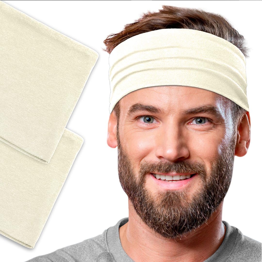 Men's Cotton Headbands Sweatbands 5" Wide Sports Fitness Yoga Fashion Made in USA
