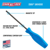 CHANNELLOCK T092H T9 x 2.5-inch Professional Torx Screwdriver, Precision Machined Non-Magnetic, Made in USA, Molded Tri-Lobe Grip