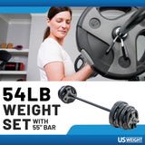 US Weight Barbell Weight Set for Home Gym with 55” padded Bar - Adjustable Weights for Exercise, Lifting, and to Build Muscle