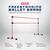 VITA Barre Portable Freestanding Double Ballet Barre, Prodigy, Aluminum | Adjustable Height, USA Made, Home or Gym Exercise Equipment for Kids & Adults | Dance, Fitness, Pilates