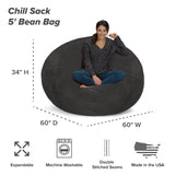 Chill Sack Bean Bag Chair: Giant 5' Memory Foam Furniture Bean Bag - Big Sofa with Soft Micro Fiber Cover - Black