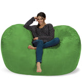 Chill Sack Bean Bag Chair: Huge 6' Memory Foam Furniture Bag and Large Lounger - Big Sofa with Soft Micro Fiber Cover - Red Furry