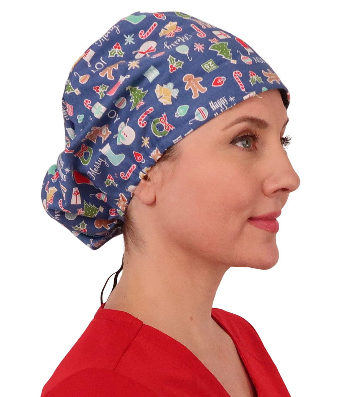 Sparkling EARTH Riley Medical Scrub Caps with Flat Front and Roomy Back - Adjustable Cord Lock Closure - Made in The USA!
