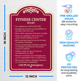 Sigo Signs, Fitness Center Rules Use Equipment at Your Own Risk Décor Sign, Green Light, 12x18 Inches, ACM, Fade Resistant, Made in USA