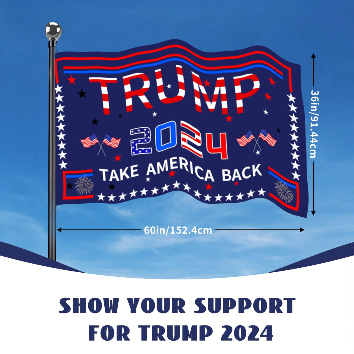 Trump 2024 Flag 3x5 FT Outdoor Made in USA Double Sided 3 Ply, Large Donald Trump Flags 2024 Take America Back Flag, Heavy Duty Trump Garden Banner UV Protection Fade Resistant