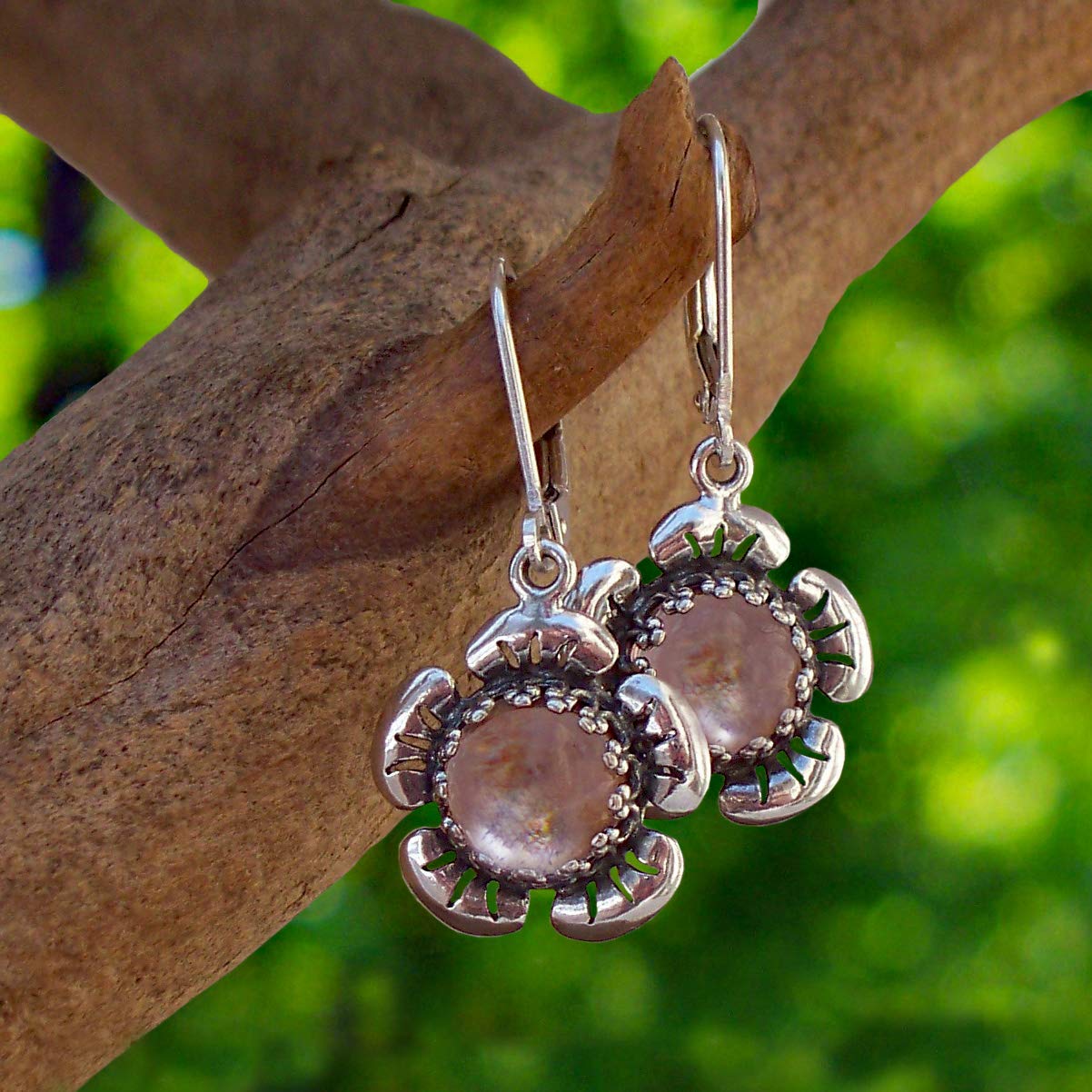 Bottled Up Designs Handmade Bloom Once More Earrings, Recycled Vintage Glass, Sterling Silver, Eco Friendly, Made in USA, Birthday Gifts, Mothers Day, Women, Anniversary (Olive Wine Bottle)