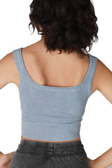 NIKIBIKI Women Seamless Vintage Chevron Ribbed Crop Top, Made in U.S.A, One Size