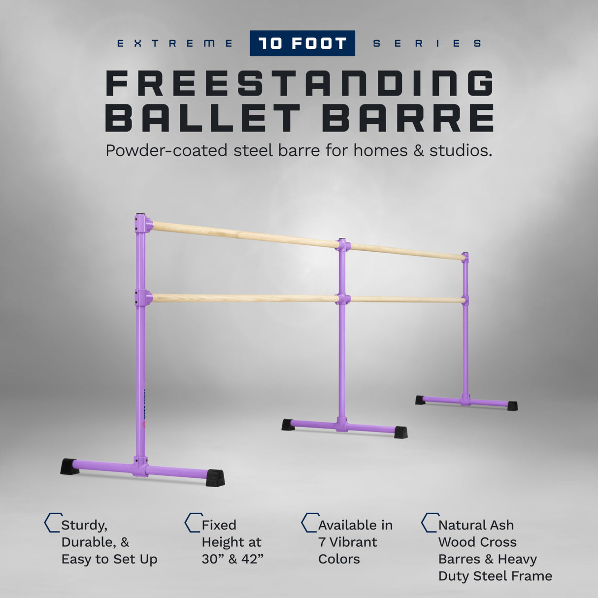 VITA Barre Portable Freestanding Double Ballet Barre, Extreme, Wood | Fixed Height, Made in USA, Home or Gym Exercise Equipment for Kids & Adults | Dance, Fitness, Pilates