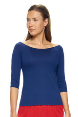 Expert Brand USA-Made Women's MoCA Cotton Blend 3/4 Sleeve Cross Back Shirt