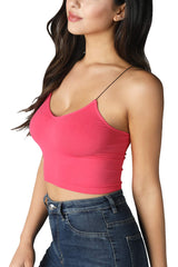 NIKIBIKI Women Seamless Spaghetti Strap Crop Top Cami, Made in U.S.A, One Size