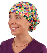 Sparkling EARTH Riley Medical Scrub Caps with Flat Front and Roomy Back - Adjustable Cord Lock Closure - Made in The USA!