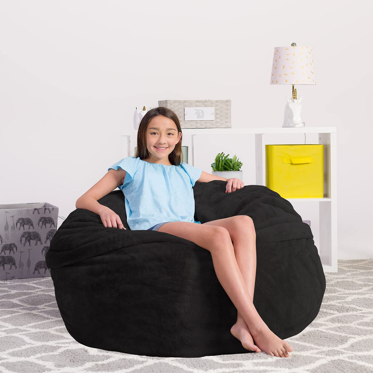 Chill Sack Bean Bag Chair: Giant 5' Memory Foam Furniture Bean Bag - Big Sofa with Soft Micro Fiber Cover - Black