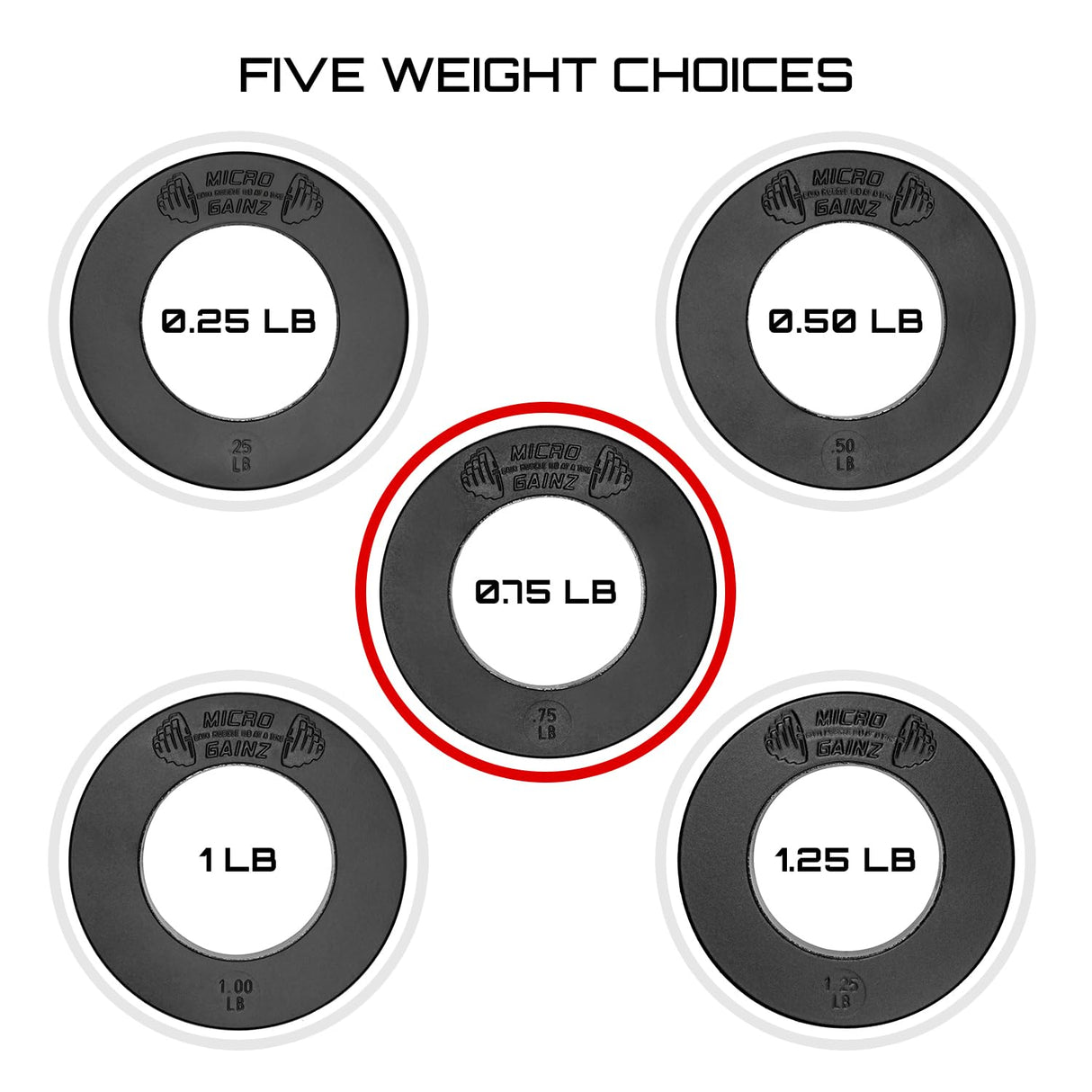 Micro Gainz Calibrated Fractional Weight Plate Set of 2 Plates, Choose Set (.25LB-1.25LB), Designed for Olympic Barbells for Strength Training & Micro Loading Bar Weights, Made in USA
