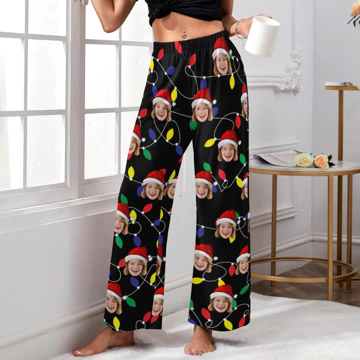 Custom Pajamas Pants with Photo for Men Women:Made in USA Personalized Pajama Trousers,Gifts for Wife Husband