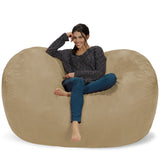 Chill Sack Bean Bag Chair: Huge 6' Memory Foam Furniture Bag and Large Lounger - Big Sofa with Soft Micro Fiber Cover - Red Furry
