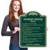 Sigo Signs, Fitness Center Rules Use Equipment at Your Own Risk Décor Sign, Green Light, 12x18 Inches, ACM, Fade Resistant, Made in USA