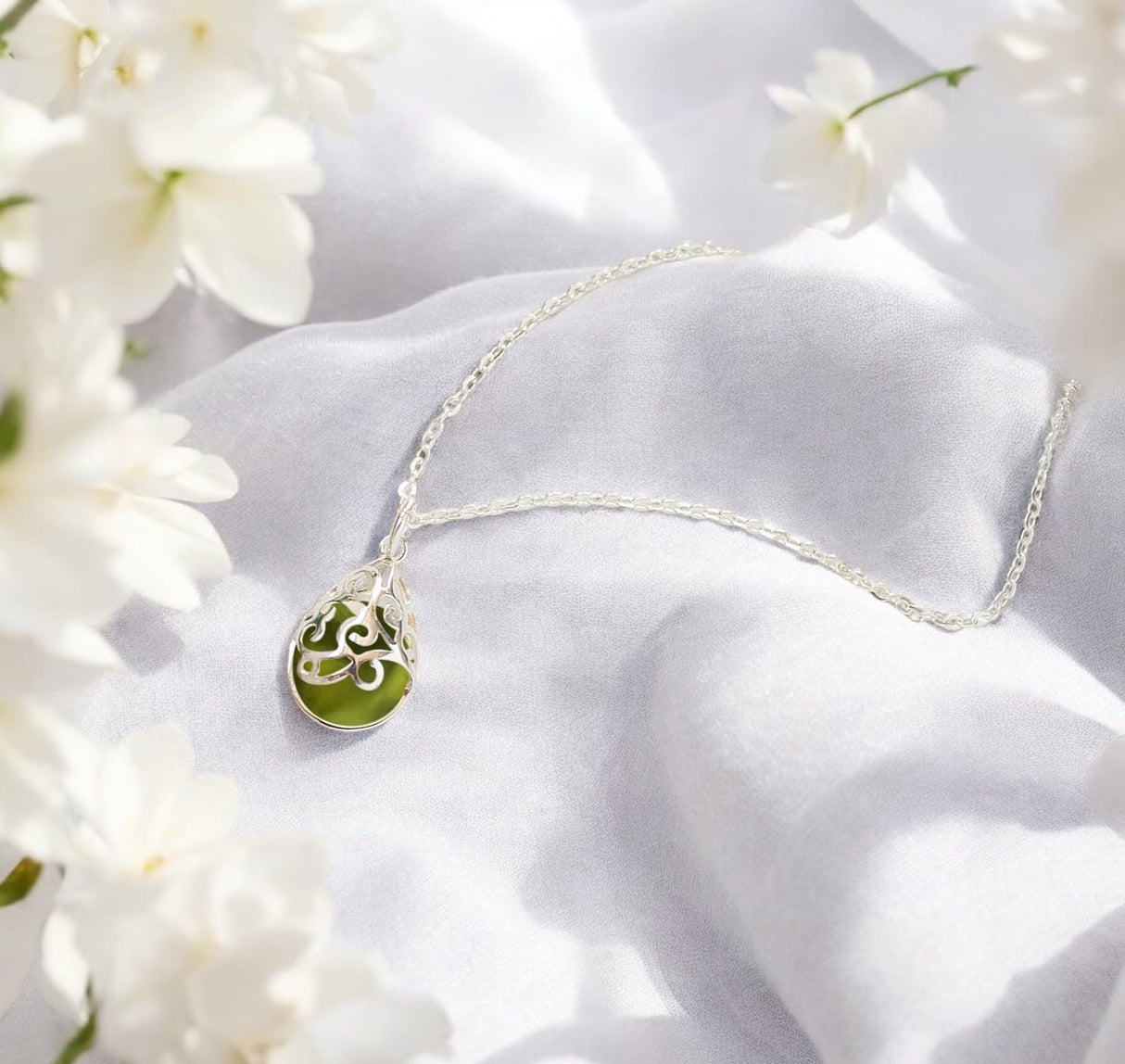 Bottled Up Designs Handmade Filigree Teardrop Necklace, Recycled Vintage Mason Jar, Sterling Silver, Eco Friendly, Made in USA, Birthday Gifts, Mothers Day, Women, Anniversary (Mason Jar Aqua)