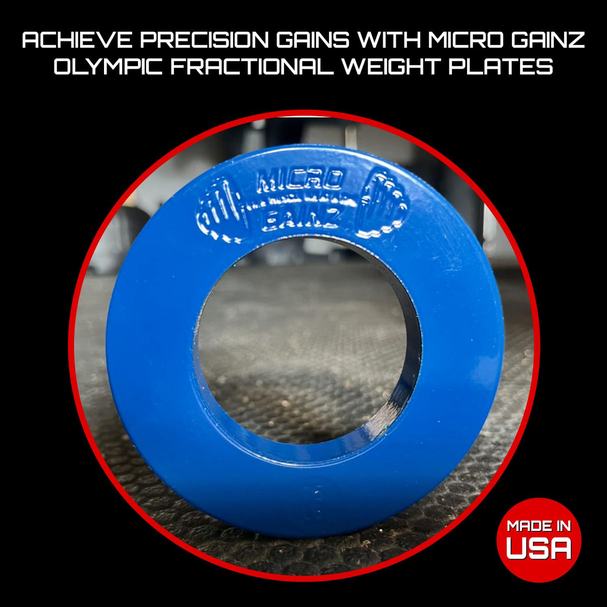 Micro Gainz Multi-Color Calibrated Fractional Weight Plates Set of 2 Pieces, Choose Set (.25LB-1LB), Designed for Olympic Barbell Weights for Strength Training, Made in USA