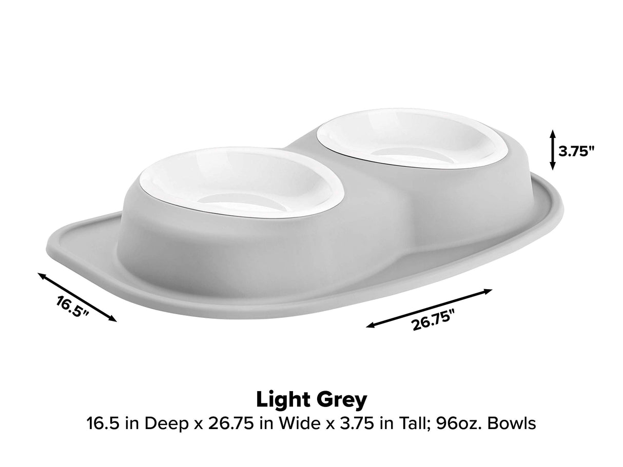 WeatherTech Double Low Pet Feeding System w/Plastic Dog/Cat Bowls - 8 oz (1 Cup) Dark Grey (PDL0801DG)