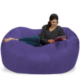 Chill Sack Bean Bag Chair: Huge 6' Memory Foam Furniture Bag and Large Lounger - Big Sofa with Soft Micro Fiber Cover - Red Furry