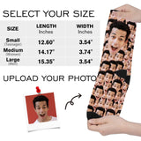 Custom Face Socks with Photo Novelty Crew Socks, Personalized Red Hearts Unisex Crew Sock Gifts for Men Women Made in USA