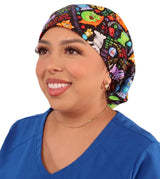 Sparkling EARTH Riley Medical Scrub Caps with Flat Front and Roomy Back - Adjustable Cord Lock Closure - Made in The USA!