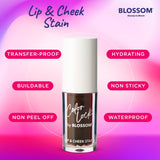 Blossom Color Lock Hydrating Longlasting Lip Stain and Tint for Lips & Cheek, Buildable, Non Drying, Smudgeproof + Transfer Proof, Made in USA with Doe Foot Applicator, 0.14 fl oz/4ml, Blooming Rose
