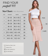 Hybrid & Company Womens Premium Nylon Ponte Stretch Office Fishtail Pencil Skirt High Waist Made in The USA Below Knee