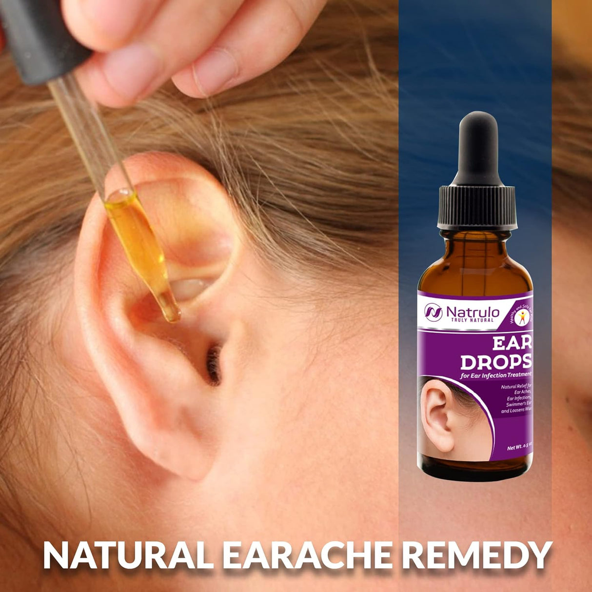 Natural Ear Drops for Ear Infection – Homeopathic Eardrops for Adults, Kids, Baby, & Pets – Relieves Ear Aches, Swimmer's Ear, & Loosens Wax – Kids Safe Ear Health Made in USA