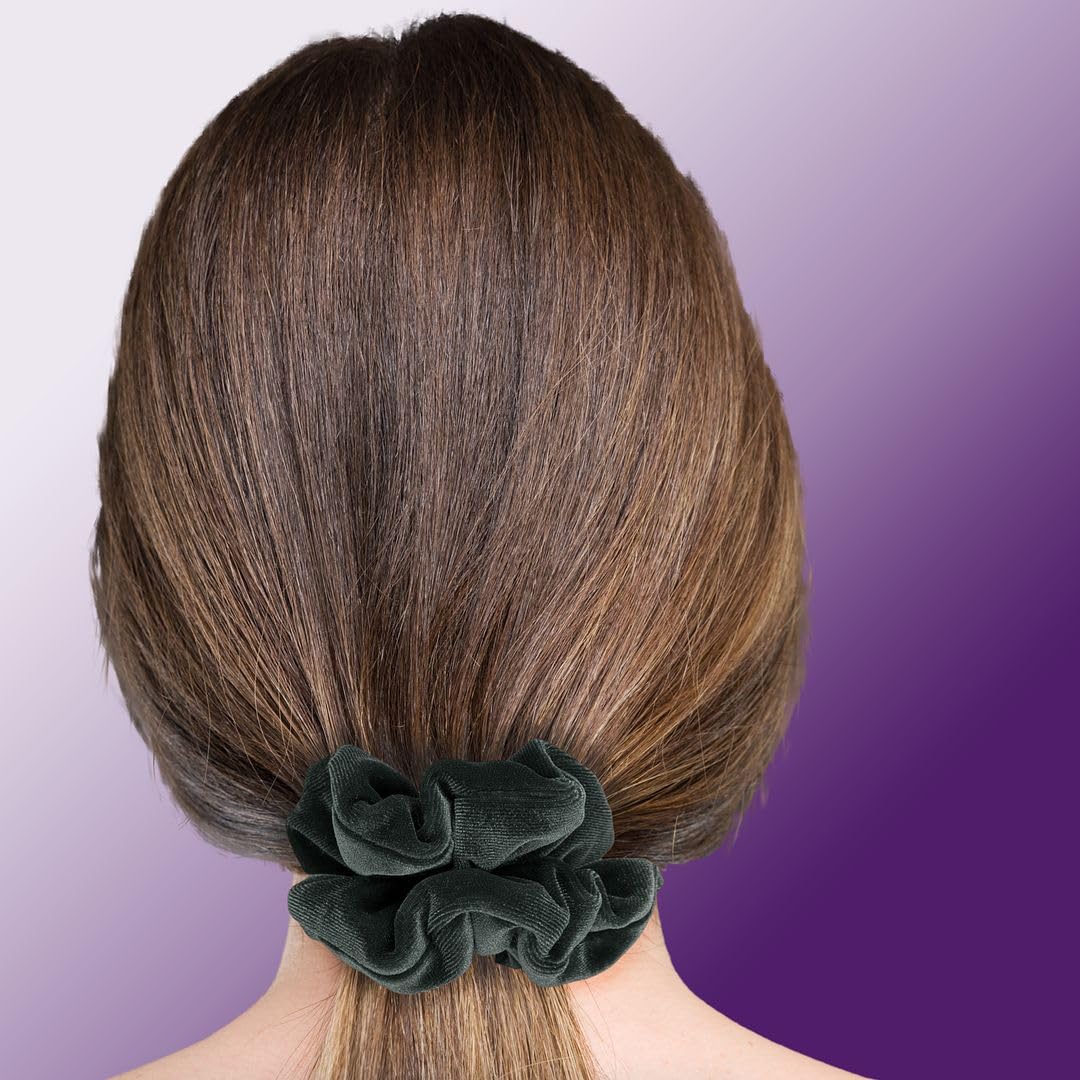 Velvet Scrunchies Premium Plush Soft Ponytail Holder Made in the USA Black