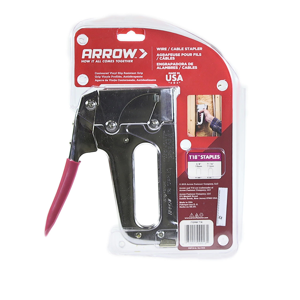 Arrow T18 Heavy Duty Staple Gun with Rear-Load Magazine for Low Voltage Cables and Wiring, Fits Wires up to 3/16-Inch Diameter