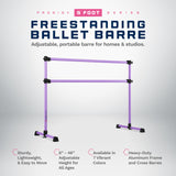 VITA Barre Portable Freestanding Double Ballet Barre, Prodigy, Aluminum | Adjustable Height, USA Made, Home or Gym Exercise Equipment for Kids & Adults | Dance, Fitness, Pilates