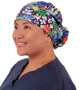 Sparkling EARTH Riley Medical Scrub Caps with Flat Front and Roomy Back - Adjustable Cord Lock Closure - Made in The USA!