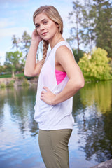 Expert Brand USA-Made Women's Soft Casual Activewear Siro Raw Edge Muscle Tee