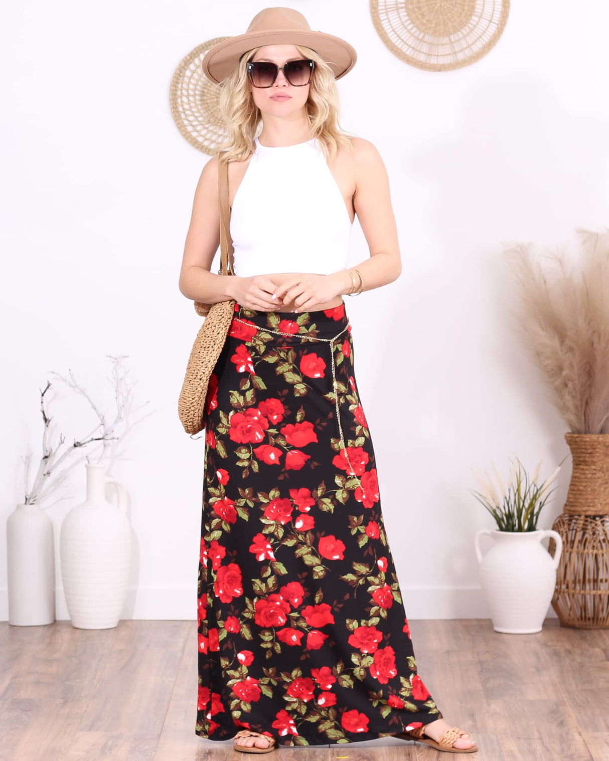 Popana Womens Long Maxi Skirt - Made in USA Long Skirts for Women Trendy - Casual Convertible Sundress Plus Size Maxi Skirt