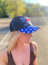 Made in USA Trump 2024 Hat Baseball Cap - Take America Flag 3 * 5 FT - MAGA Adjustable Trucker Cap for Men Women - Made in USA Black