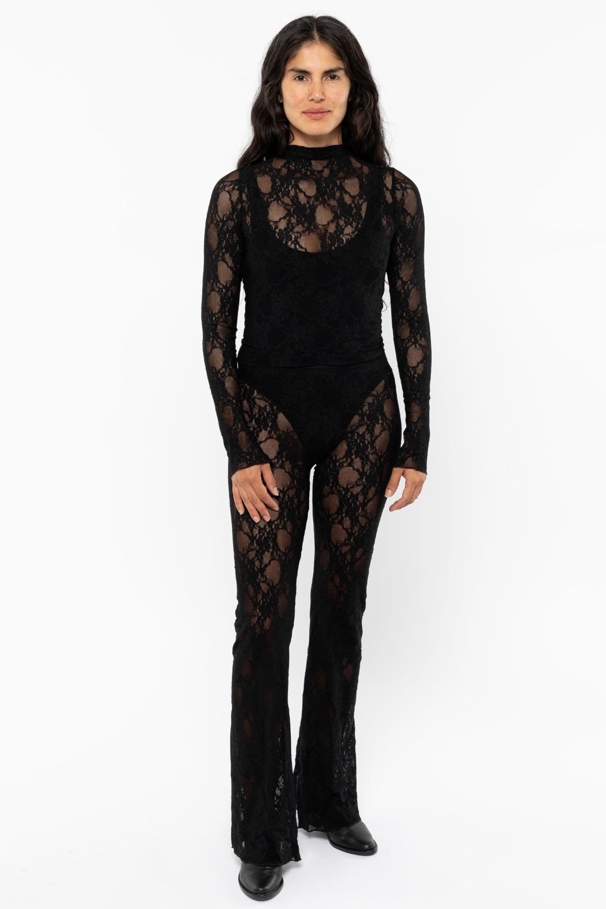 Los Angeles Apparel Floral Lace Flare Leggings
