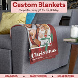 Custom Christmas Blankets - Family Photo Christmas Throw Blanket for Couch - Cozy Christmas Decor - Soft & Warm Fleece Picture Blankets - Personalized Gifts (Sherpa - 50x60)