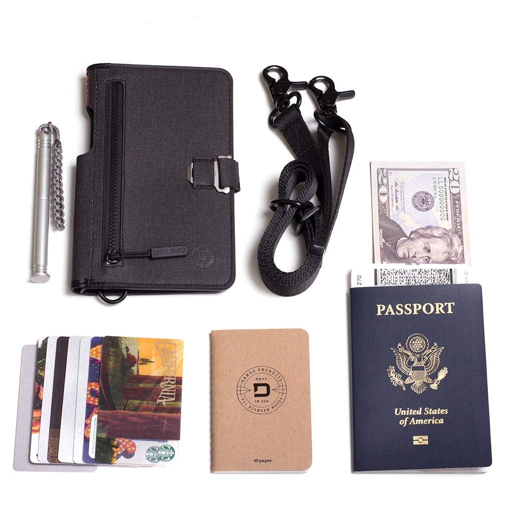Dango Slim Minimalist Wallet & Document Holder for Men - Dtex Water Resistant - Bifold, Black